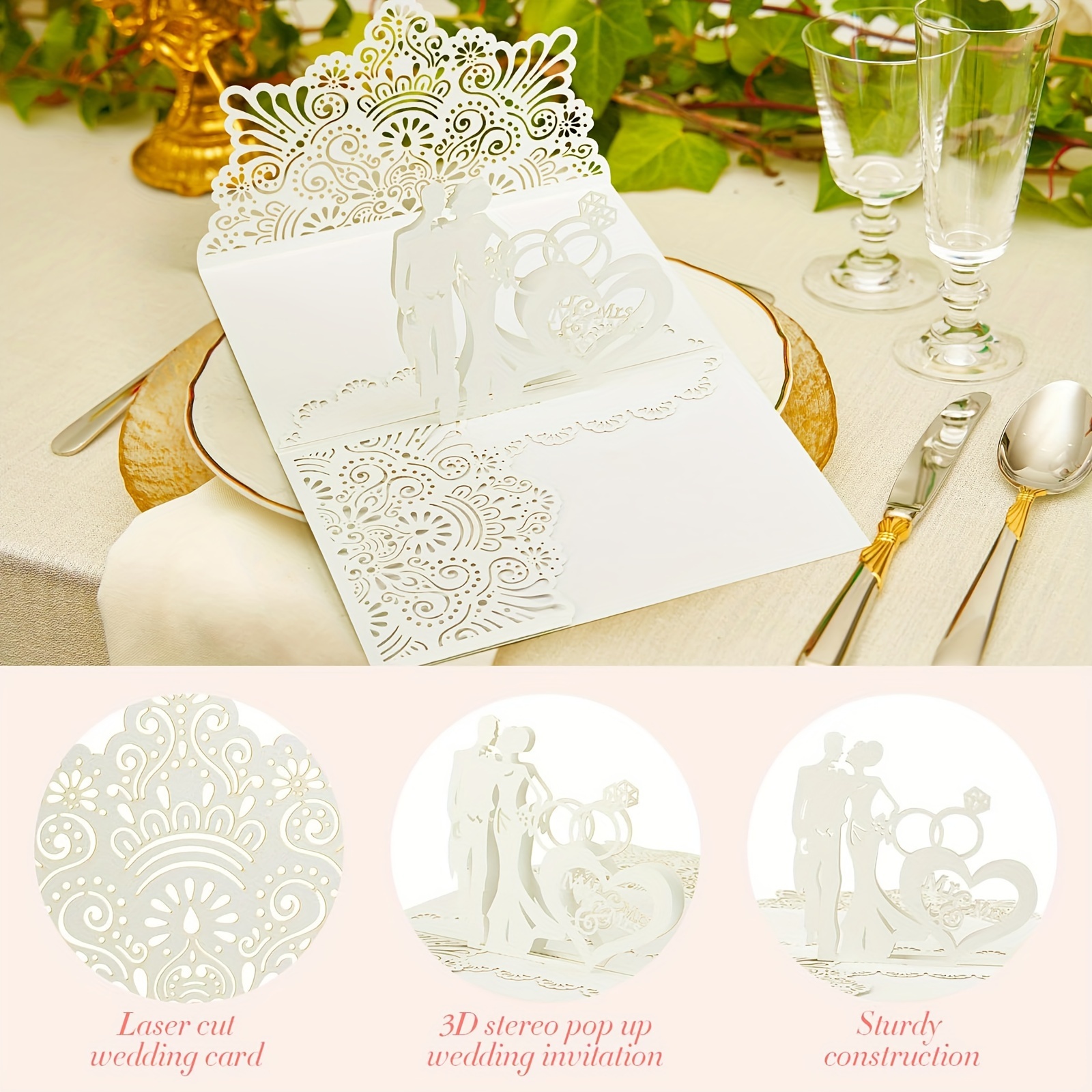 Paper Laser Cut Invitations Luxury 3 d Card Muti Clour For - Temu