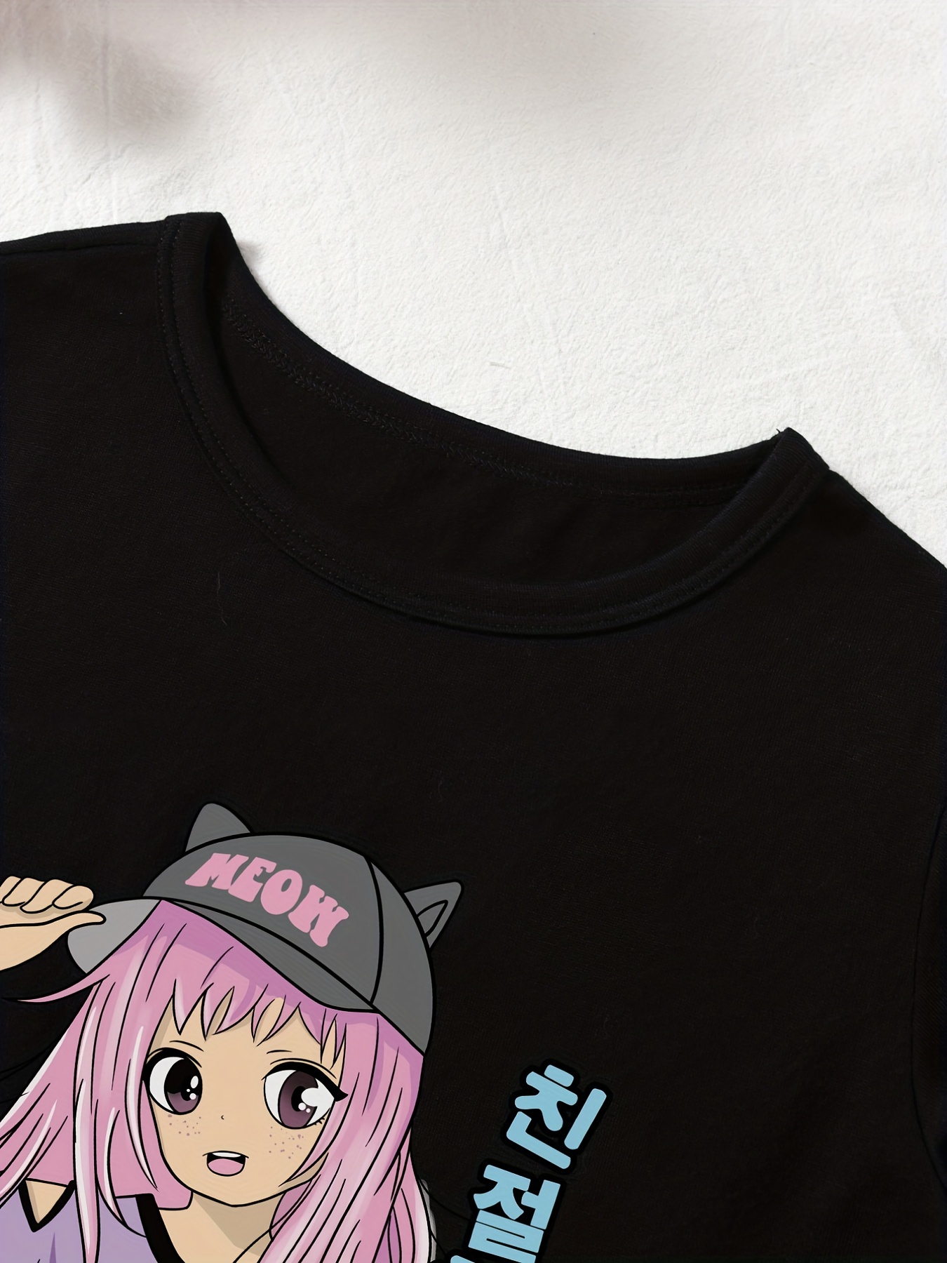 2pc Niñas Dibujos Animados Auriculares Chica Camisetas Manga - Temu Chile