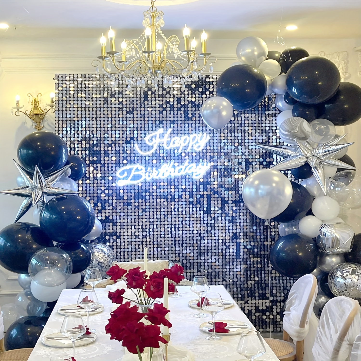 Royal Blue Silver Birthday Party Decorations Navy Blue White