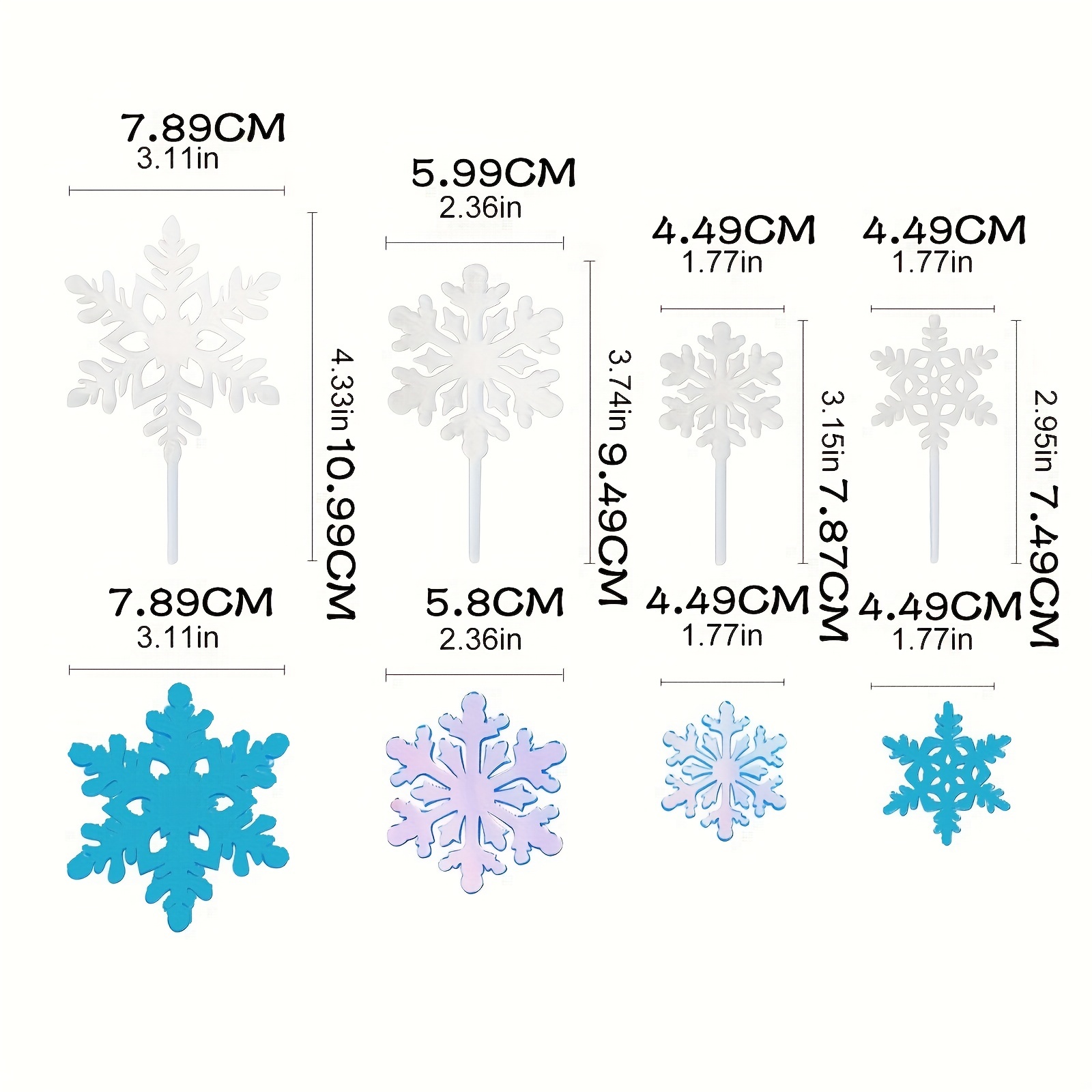 16Pcs Snowflake Cake Toppers, Frozen Cake Toppers, Frozen Birthday Party  Supplies, Snowflake Decorations, White, Snow, White Cake Toppers Set, For  Chr