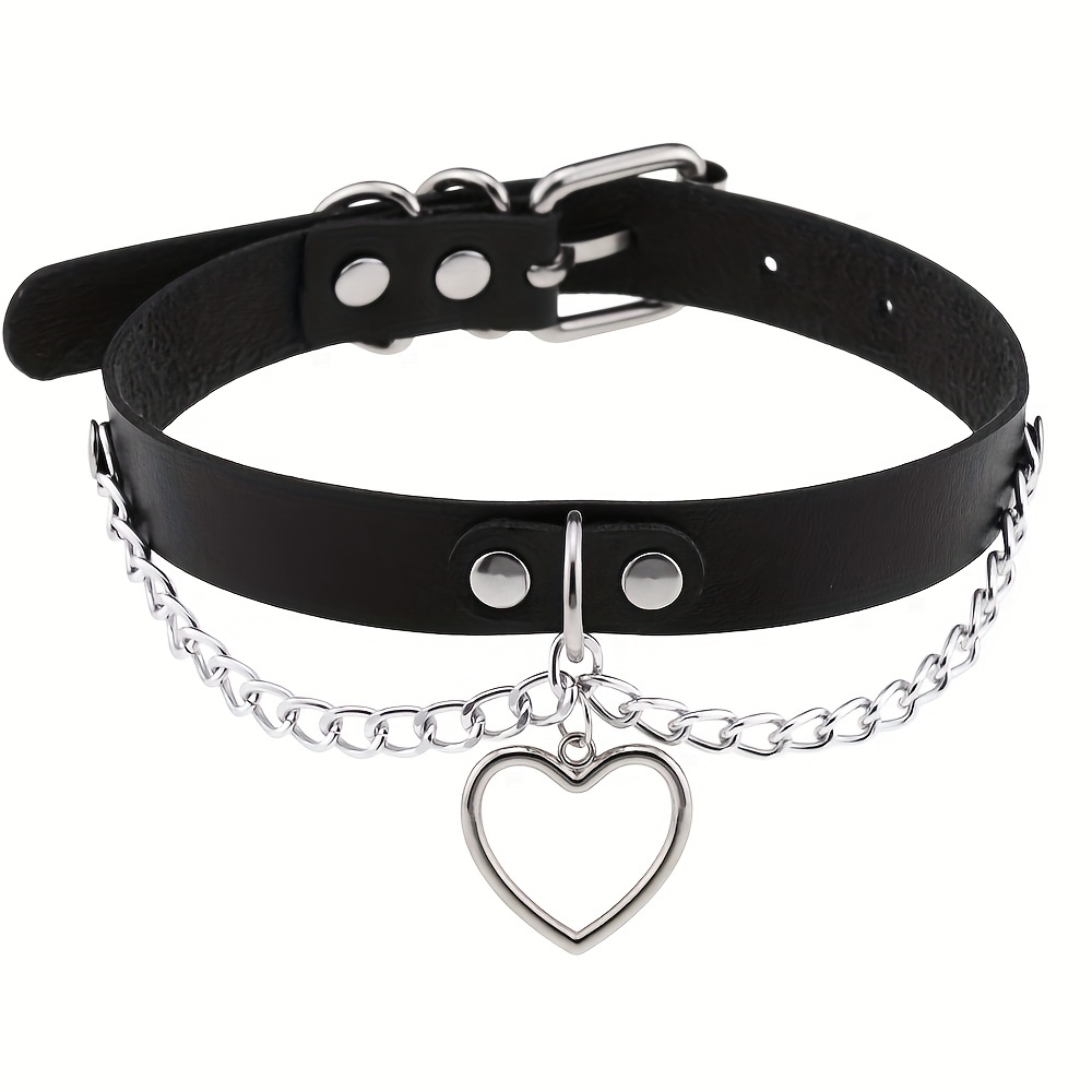 Gothic Adjustable Pu Leather Choker Necklace Punk Choker - Temu