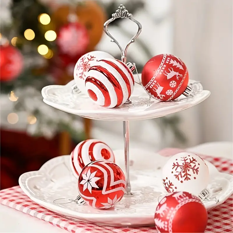 Traditional Red And White Christmas Ball Ornaments - Temu