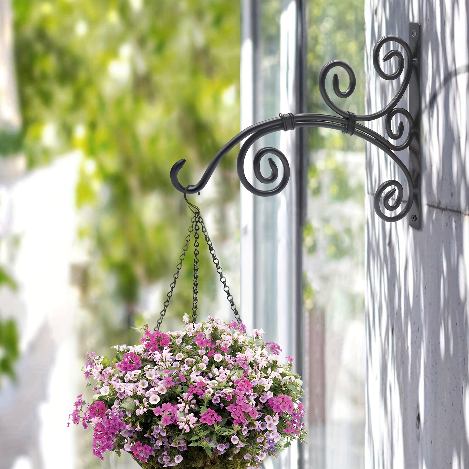 CAST IRON PORCH GARDEN FLOWER BASKET LANTERN HANGING BRACKET HOOK WALL MOUNT