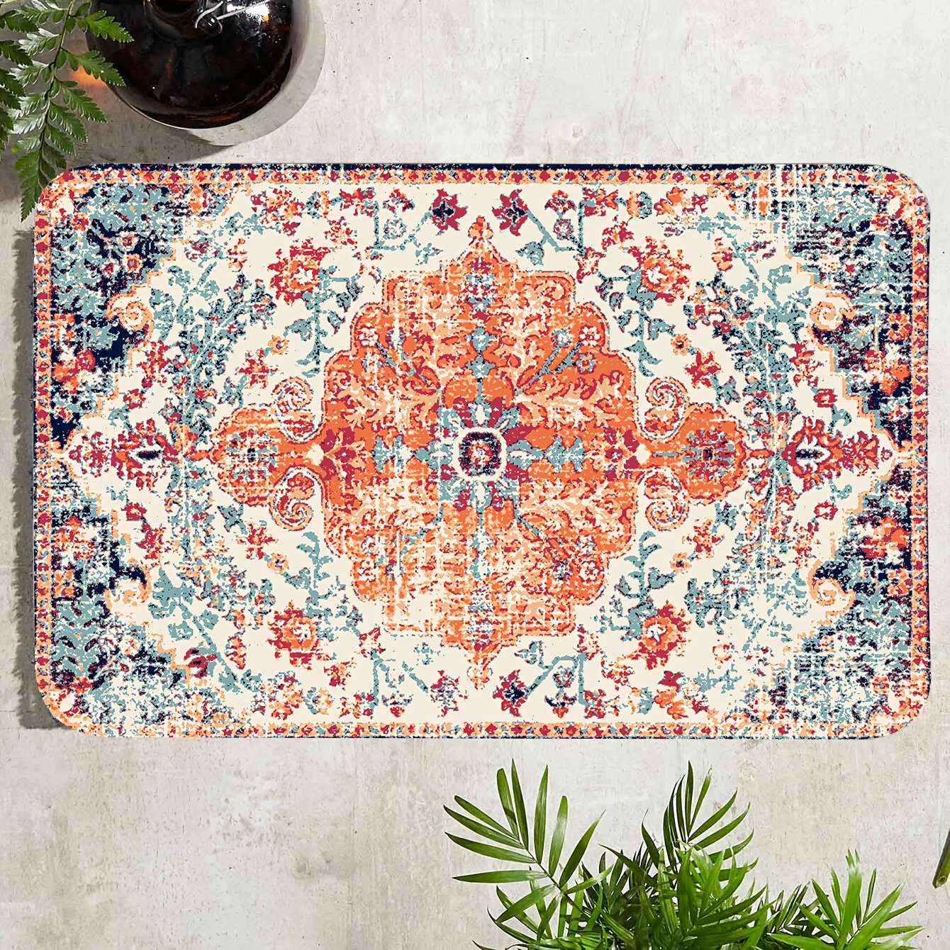 1pc Vintage Boho Kitchen Floor Mat Alfombra Piso - Temu