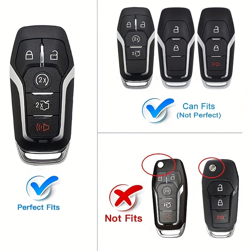 Key Case Cover With Key Holder For Ford Fusion, Mustang, F150, Edge,  Explorer, Mkz, Mkc, Mkx Smart Remote Keys - Temu