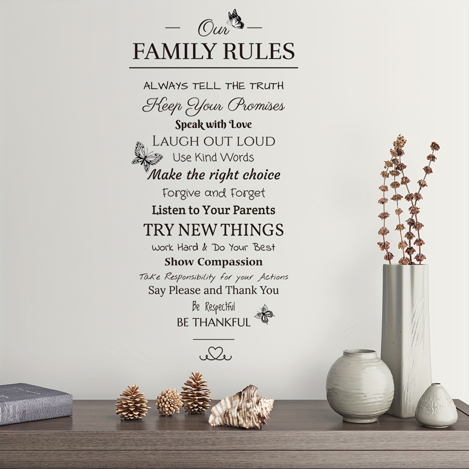 

Inspirational Quotes Saying Wall Decals, Family Rules Decorative Pattern Fashion Wall Stickers, Removable Peel And Stick Vinyl Wall Decals For Home Decor