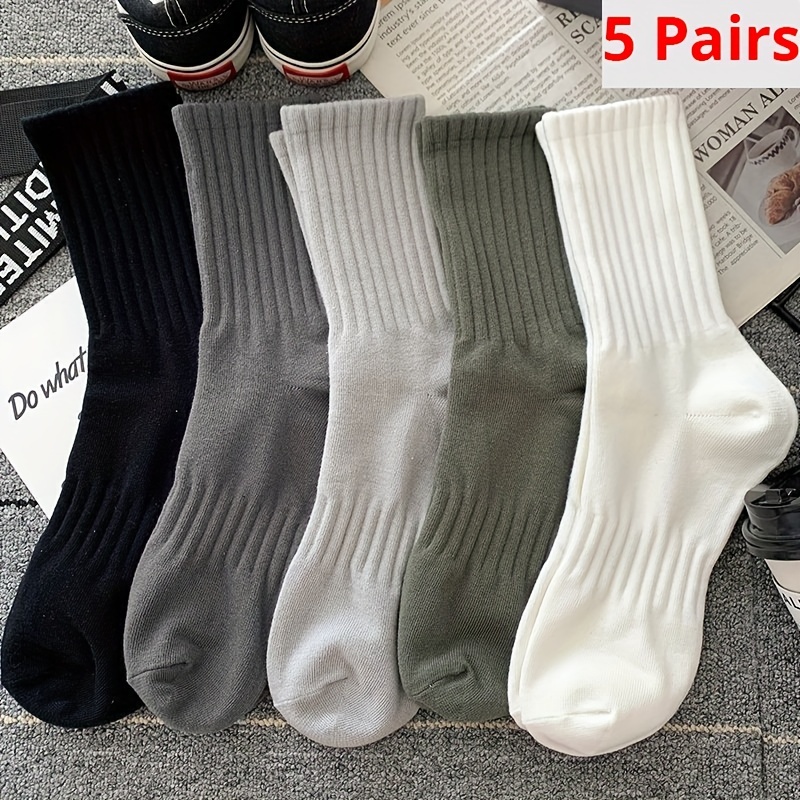 TEMU 5 Pairs Of Crew Socks, Casual Unisex Socks For Wearing All Wearing