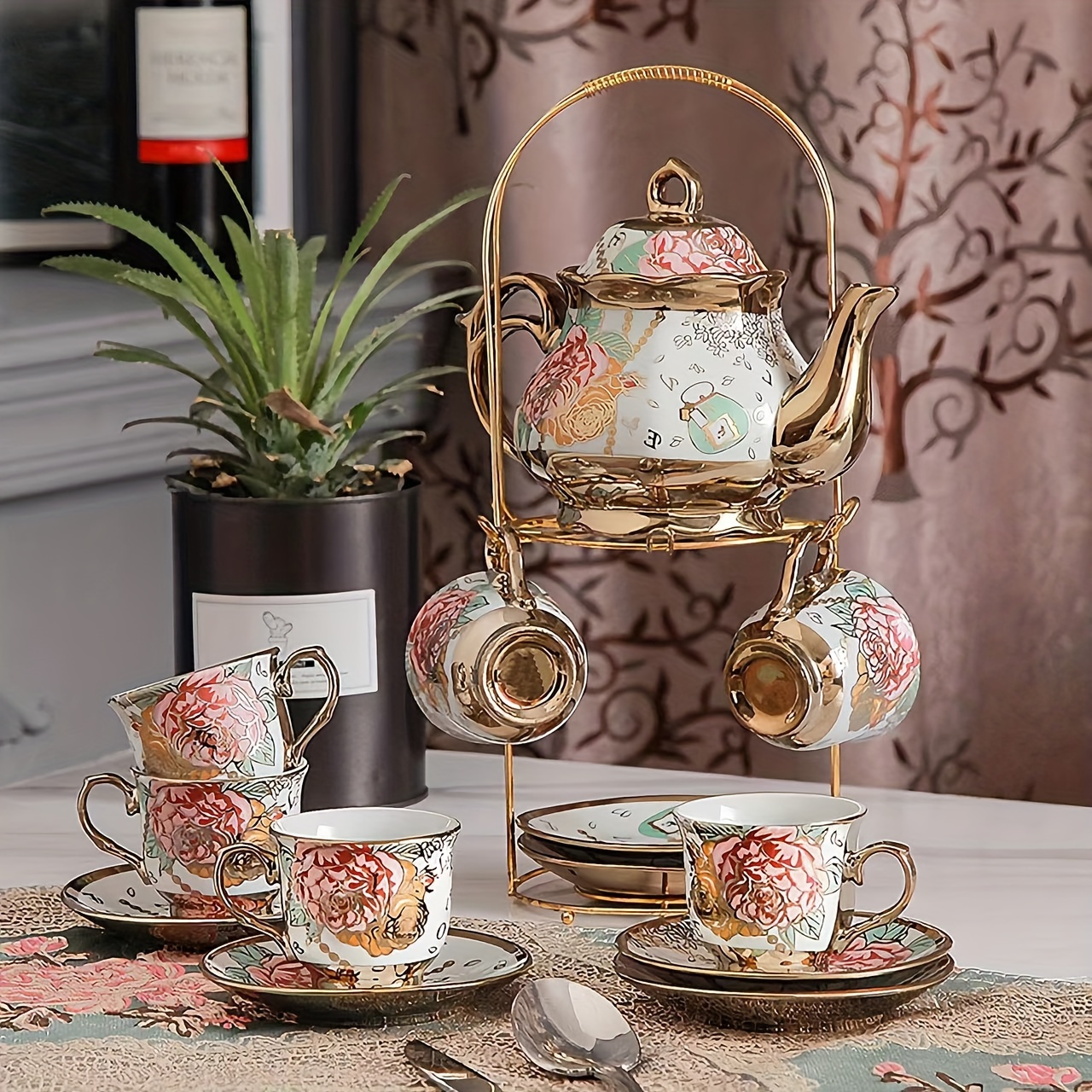 Tea Set Ceramics Tea Set Afternoon Tea Set 6 Cups 6 Plates 1 - Temu