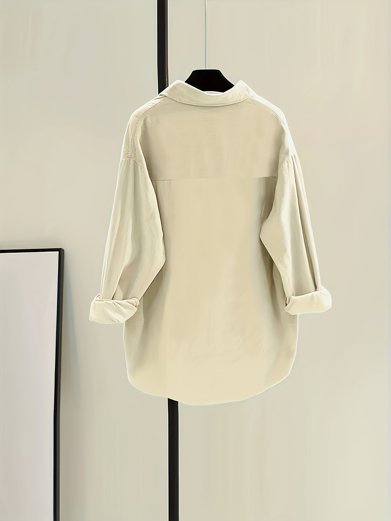 Solid Button Front Corduroy Shirt Versatile Long Sleeve - Temu