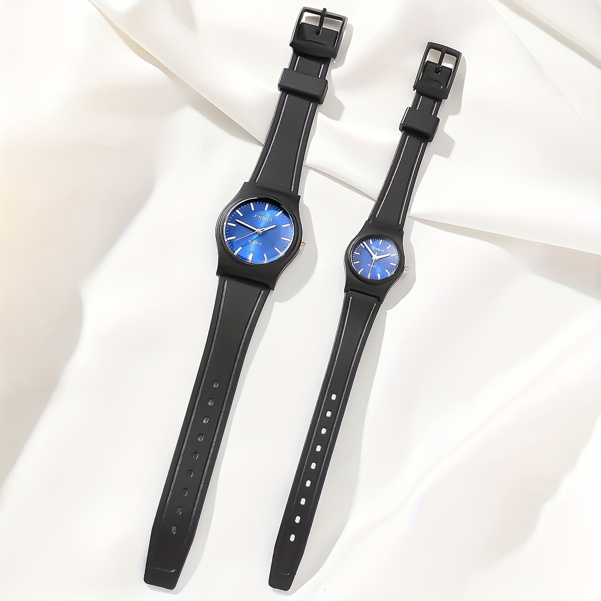 2pcs/set、青いダイヤルクォーツ時計セット、男性と女性に適した、カップルのギフト - ジュエリー・アクセサリー - Temu Japan