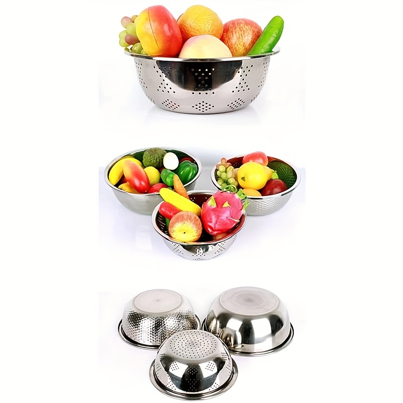 3PCS Multifunctional Stainless Steel Kitchen Graters Vegetable Slicer  Vegetable Cutter Drain Basket Set Fruit Drain Basin