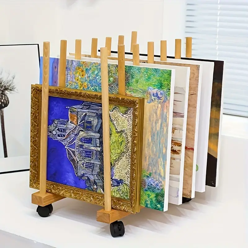 Artwork Storage Rack, Artwork Holder, Wooden Storage Rack For
