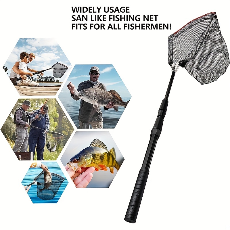 FE# Triangle Fishing Net Telescopic Collapsible Fishing Net for Freshwater  Saltw