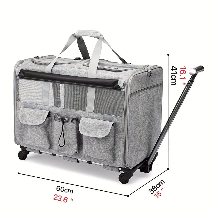 Double-compartment Pet Rolling Carrier With Wheels For 2 Pets, Cat Rolling  Carrier For 2 Cats, Super Ventilated Design,ideal For  Traveling/hiking/camping - Temu