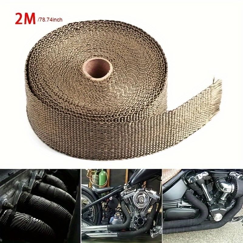 

2m Fiberglass Motorcycle Exhaust Wrap Heat Shield Tape For Street Motor Scooters With Stainless Ties