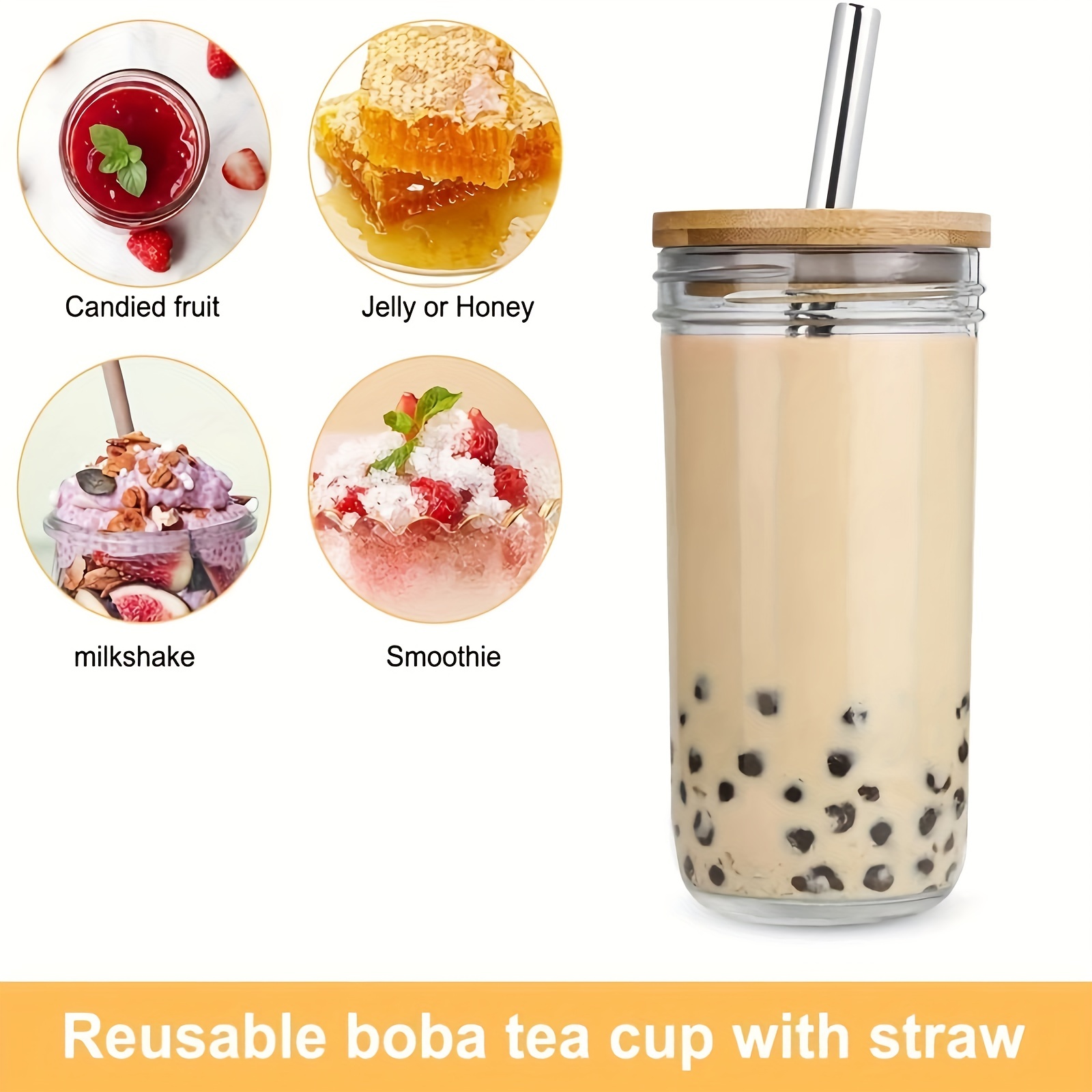 Reusable Wide Mouth Smoothie Cups Boba Tea Cups Bubble Tea Cups