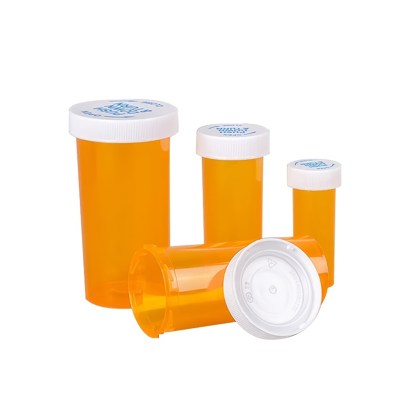Pill Bottles with Child Resistant Cap, Prescription Vials - Push Down and  Turn - Empty Medicine Plastic Containers Safety Cover for Personal