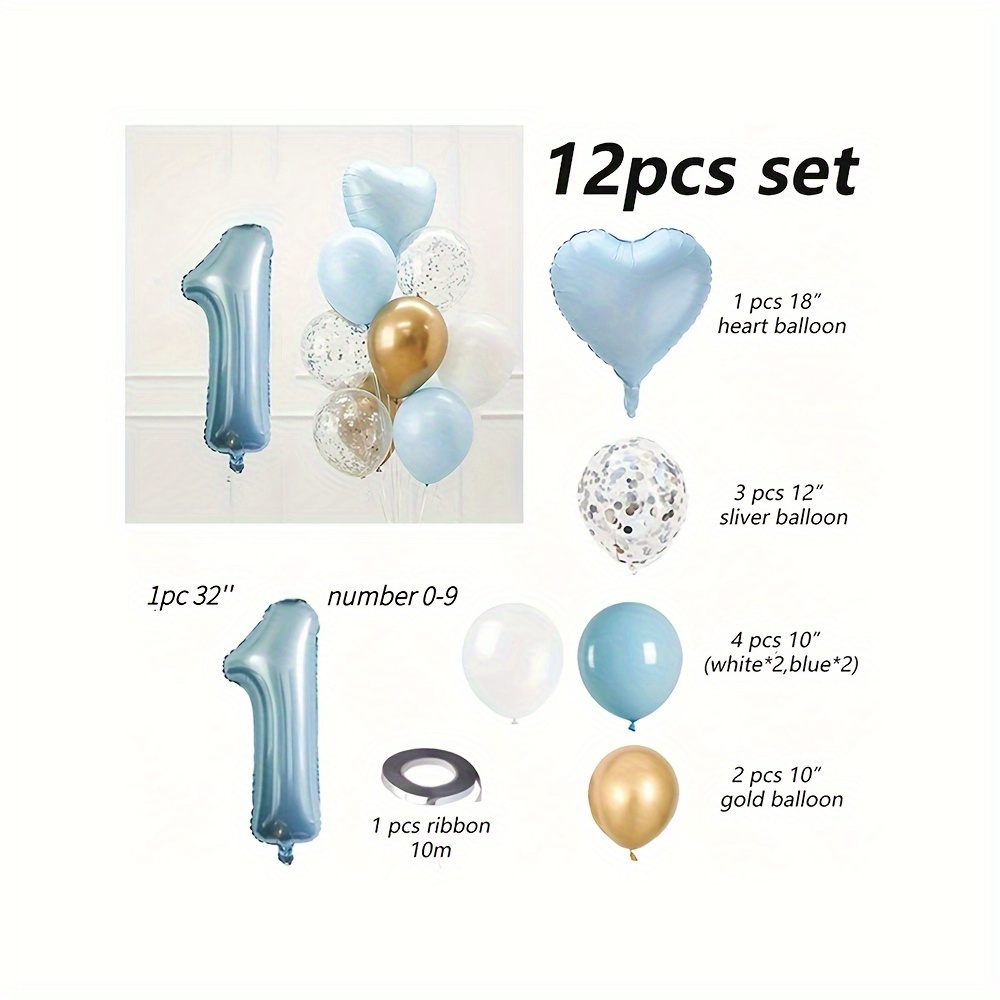 7 pezzi Set di palloncini numero & a forma di cuore Palloncino