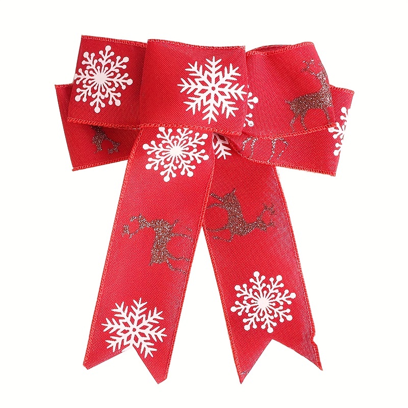 Green Red Christmas Ribbon Tie With Christmas Tree Reindeer - Temu