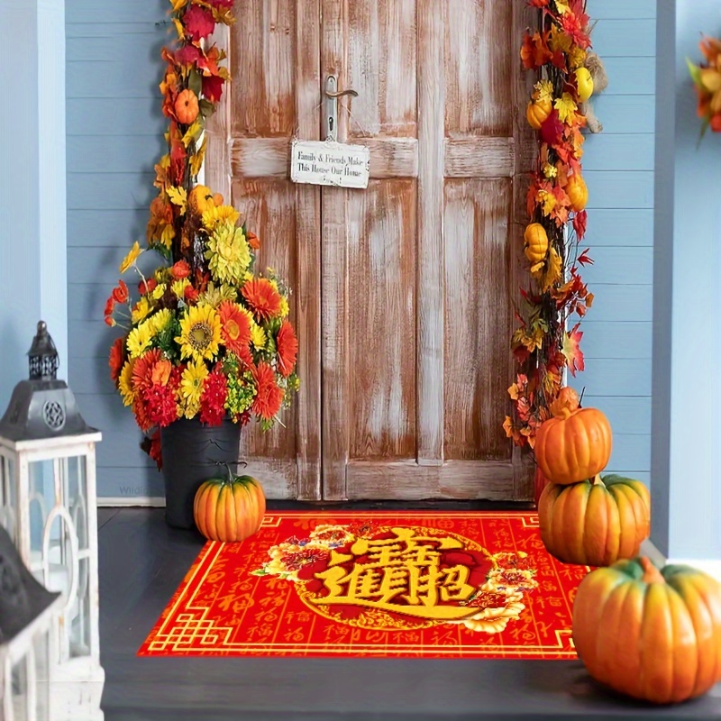 Red Festive Holiday Doormat Non slip And Durable Area Rug - Temu