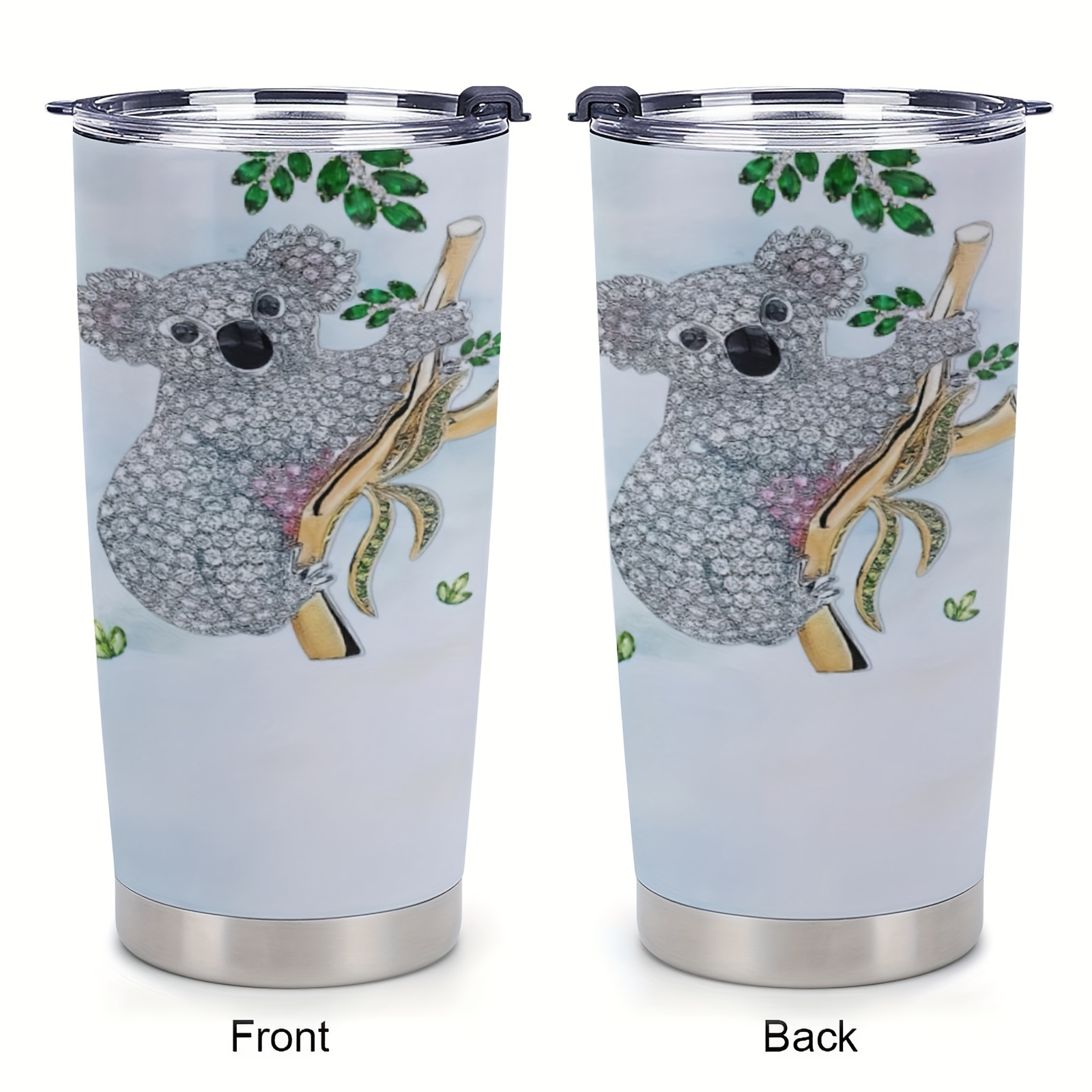 

1pc 20oz Koala Gifts For Koala Lovers, Valentine's Day Gifts For Her, Printed Koala Advice Jewelry Style Tumbler Cup, Travel Coffee Mug With Lid