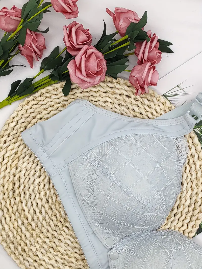 Women's Maternity Solid Embroidered Flowers Bra Breast - Temu