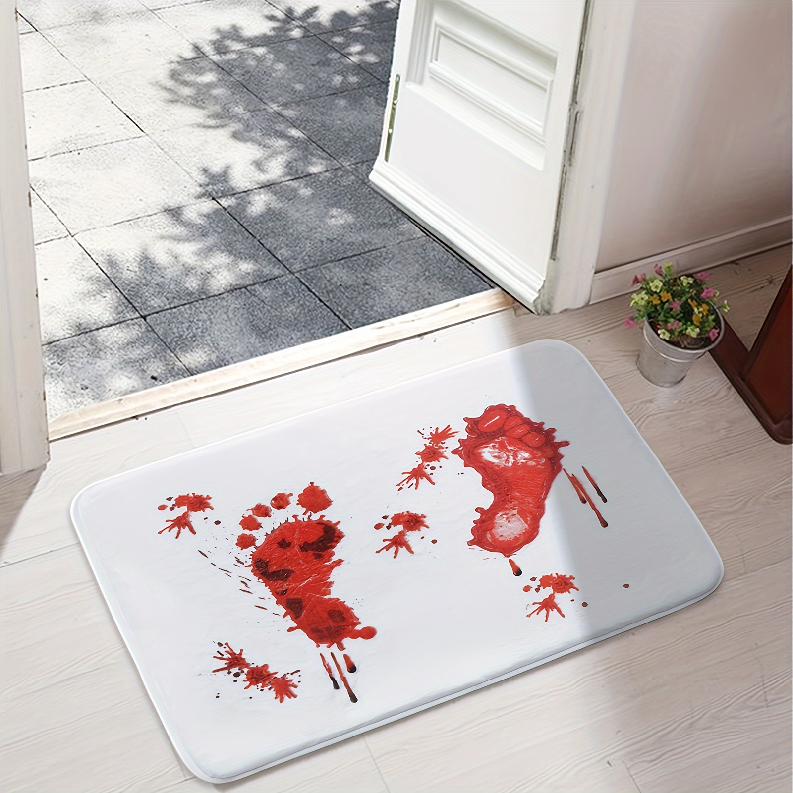 1pcs Footprint Design Anti-slip Door Mat Bath Rug Soft Washable