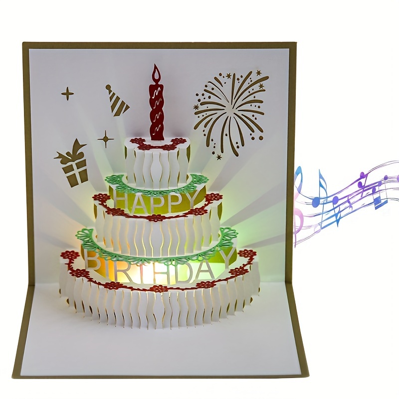 Carte Pop-Up 3D Gâteau d'Anniversaire Rose