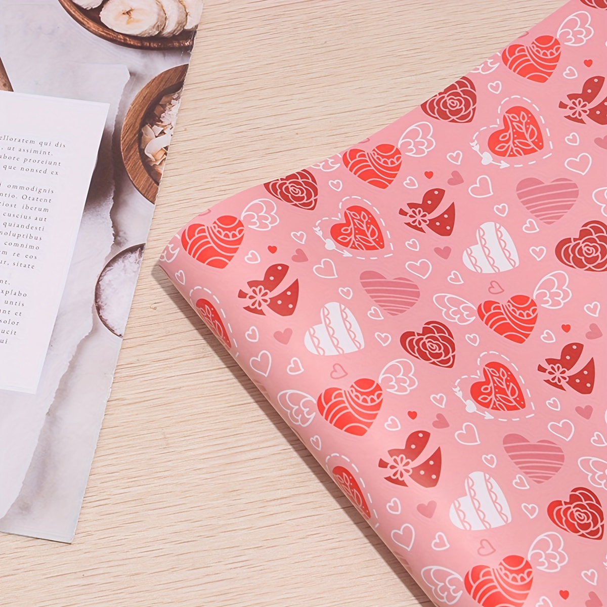 Heart Pattern Gift Wrapping Paper Full Of Love - Temu