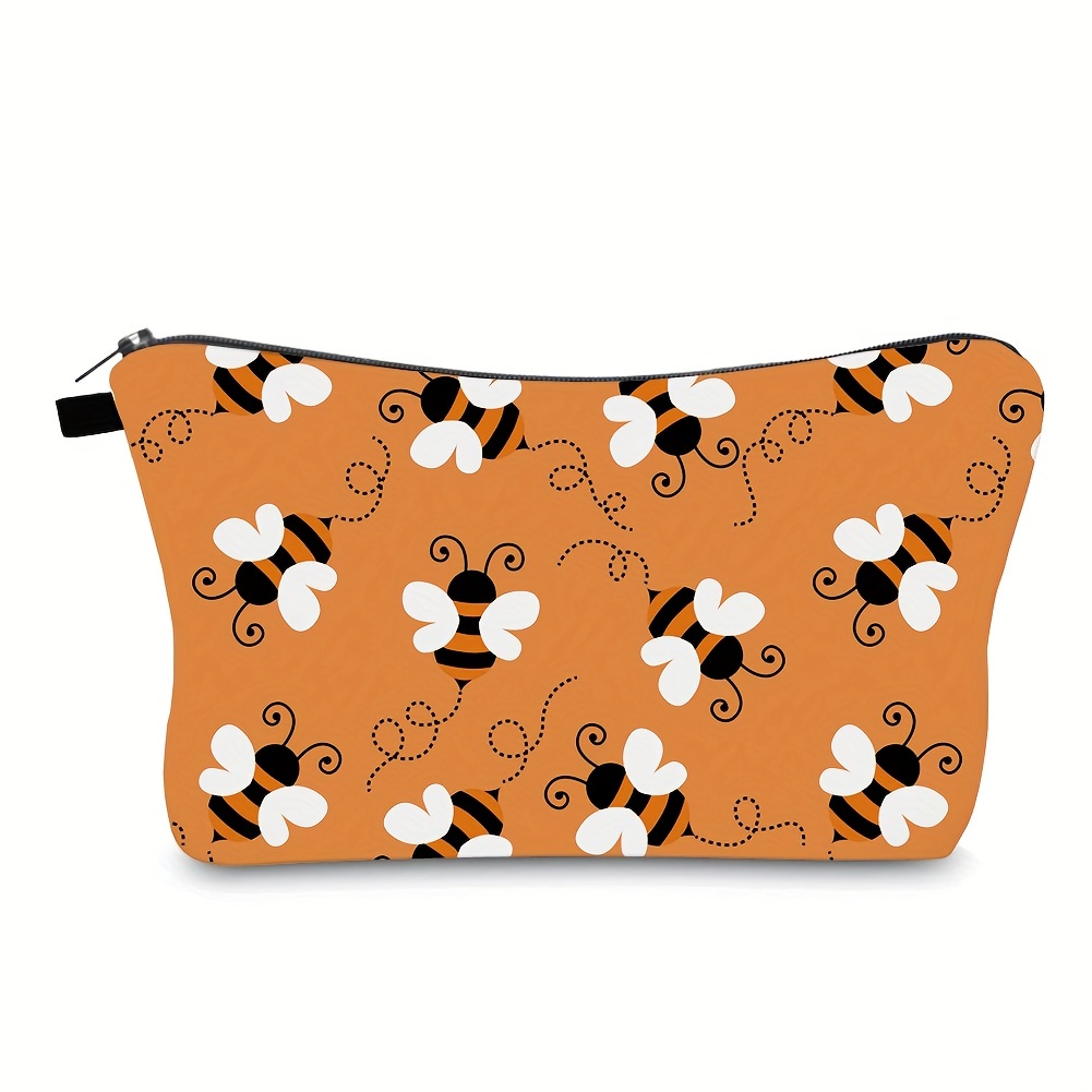 Bee Print Cosmetic Bag | Makeup Bag Accessories | Travel Clutch Cosmetic Pouch | Unisex Adult Teens & Children