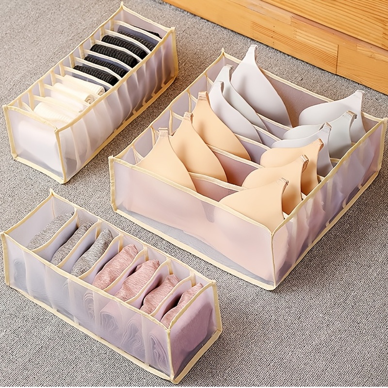 4 Pcs Underwear Drawer Organizers Divider, Socks Bra Organizer And Storage  Boxes For Lingerie, Bra, Undies