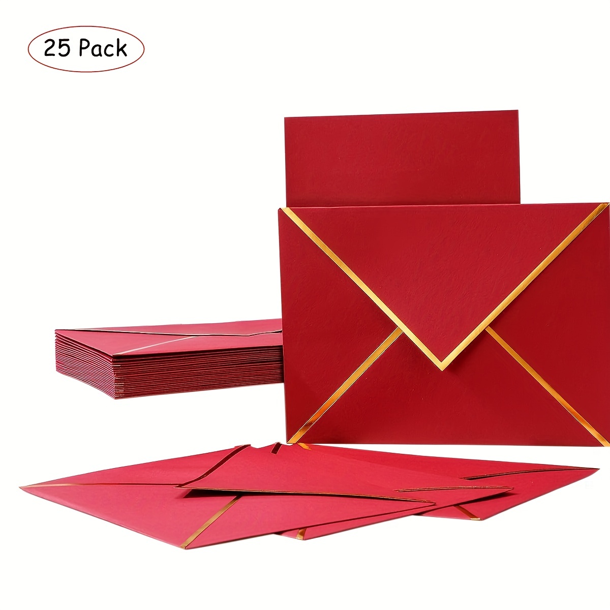 V Flap Foil Border Luxury Mailing Envelopes A7 Envelopes - Temu