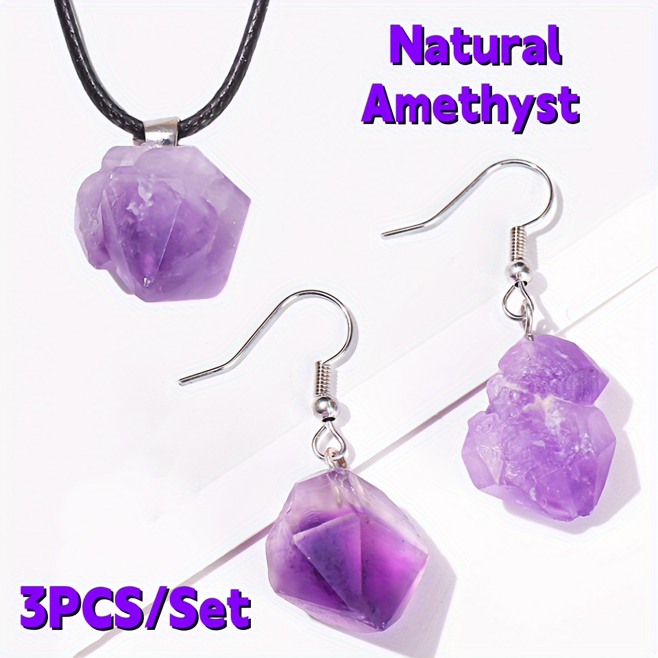 Raw Amethyst pendant necklace - natural hard stone necklaces – TENET