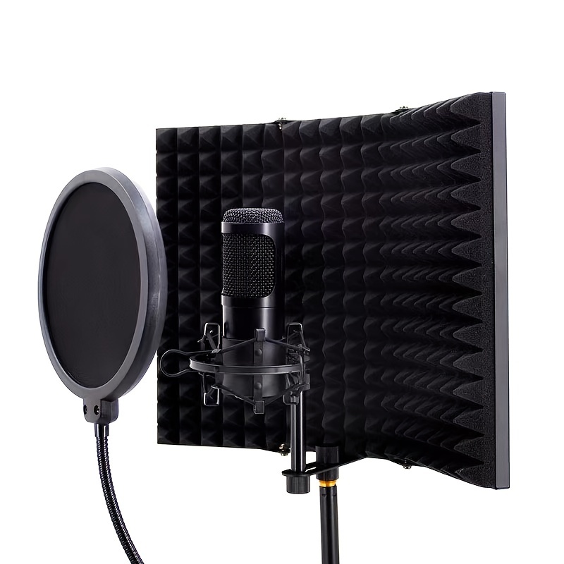 Bouclier d'isolation acoustique pour Microphone pliable, mousse acoustique,  panneau Studio pour enregistrement en direct, accessoires de Microphone -  AliExpress