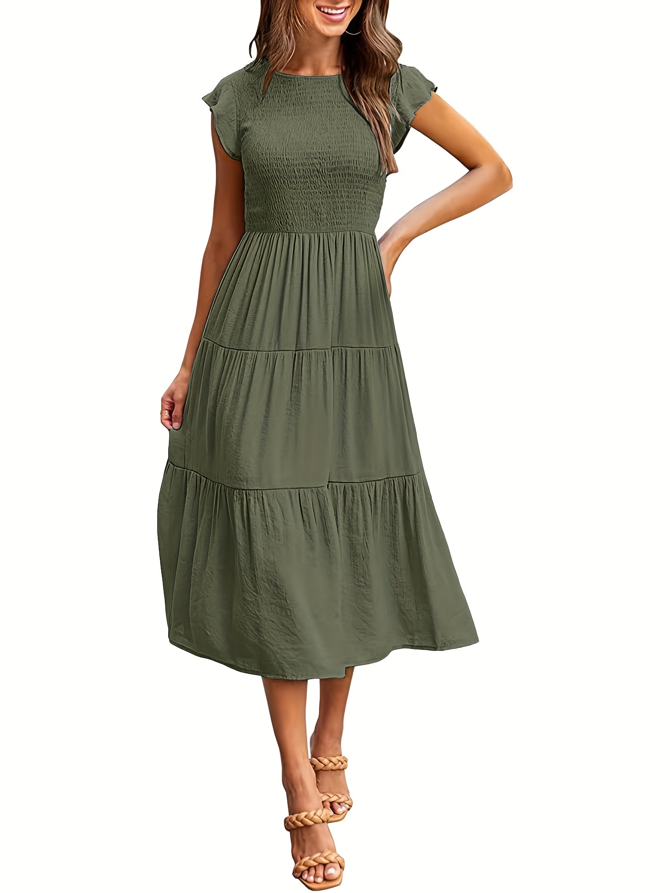Solid Layered Dress Casual Dress Spring Summer Women's - Temu Canada