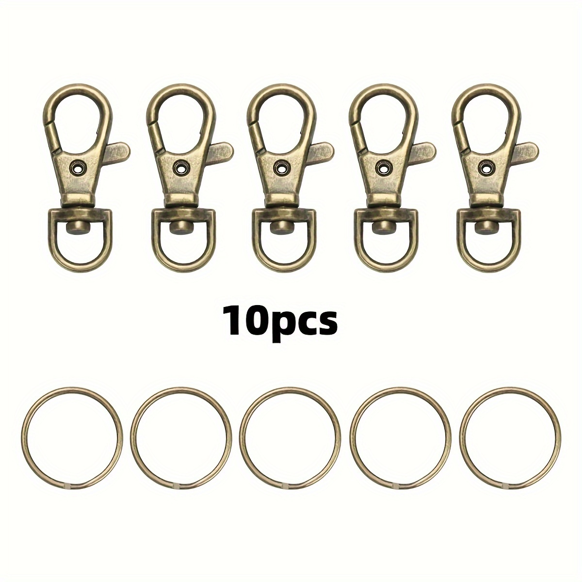 Temu 10pcs Keychain Clips for DIY Crafts, Swivel Snap Hooks with Key Rings, Lobster Claw Clasp for Key Ring Clip Lanyard, Jewelry, Jewels Making