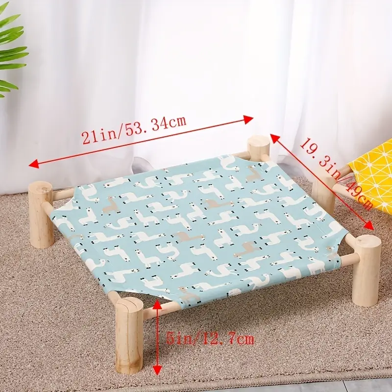 wooden elevated portable cooling bed for pet cat hammock bed with stand detachable dog bed raised cat and dog hammock bed details 0