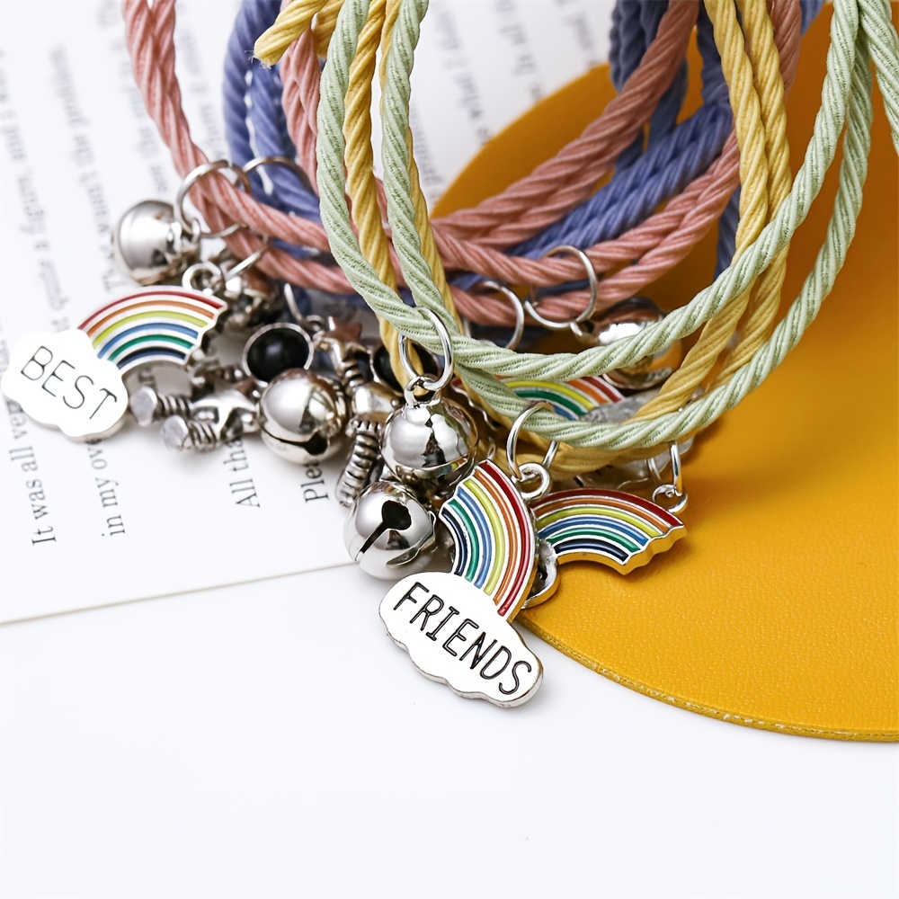 Astronauts Rainbow Pendant Hair Tie Couples Bracelet