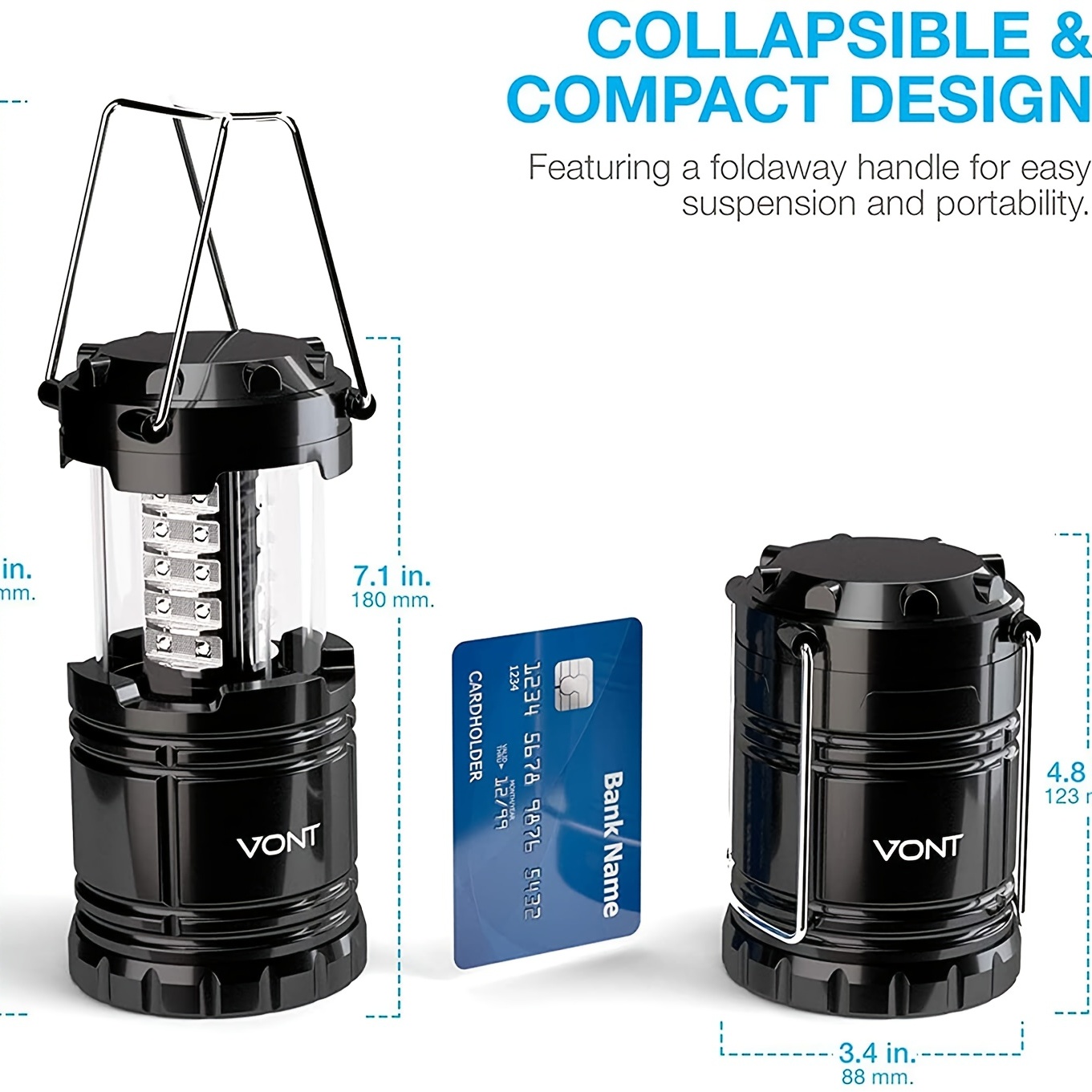 Vont 2 Pack LED Camping Lantern, Super Bright Portable Survival Lanterns,  Must Have During Hurricane, Emergency, Storms, Outages, Original  Collapsible Camping Lights/Lamp (Batteries Included)