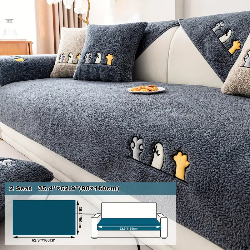 Plush Sherpa Sofa Slipcover Dog Friendly Couch Cover With - Temu