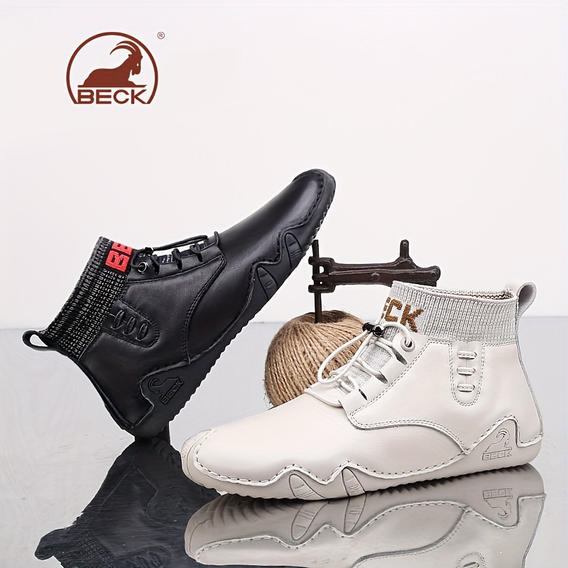 Women s Handmade Solid Color Sneakers Soft Sole Platform BECK Genuine Leather Shoes High top Lightweight Shoes