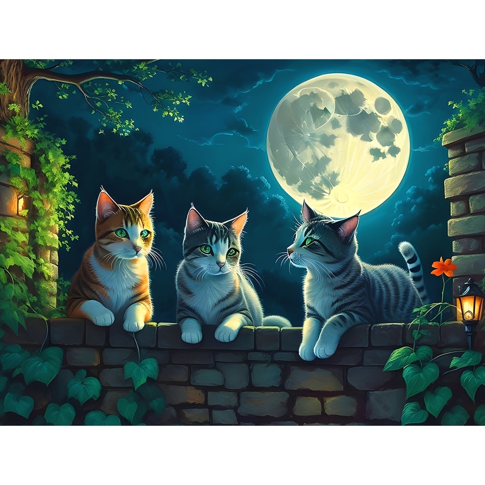 

1pc 30x40cm/11.8x15.7in Adult Frameless Diamond Painting Kit, 3 Kitten Pattern, 5d Diamond Round Diamond Painting, Diy Handicrafts, Suitable For Home Decoration, Wall Decoration, Creative Gifts