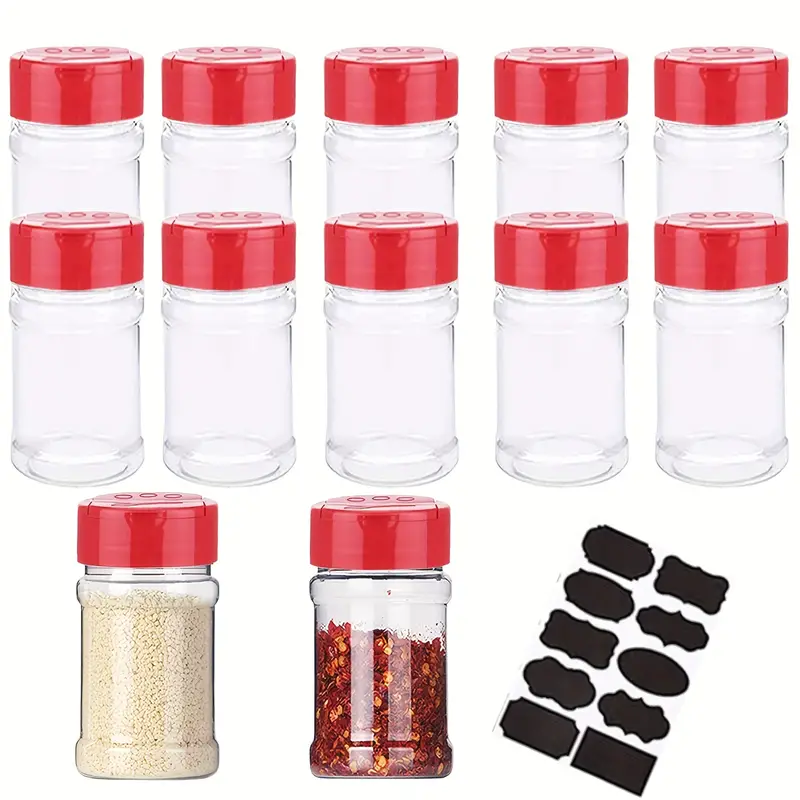 Clear Plastic Spice Jars Storage Container Bottle, Containers With Black  Perfect For Storing Spice, Herbs And Powders With Provide Chalkboard Labels,  Kitchen Accessories, Bbq Tools - Temu