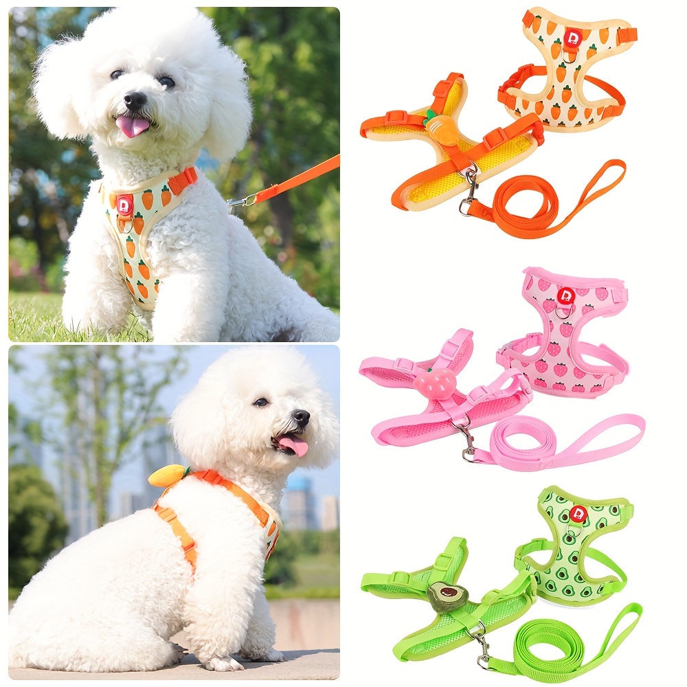 

Carrot Pattern Pet Harness For Small And Medium Dogs, Going Out Dog Leash Adjustable Vest Style Dog Chest Strap