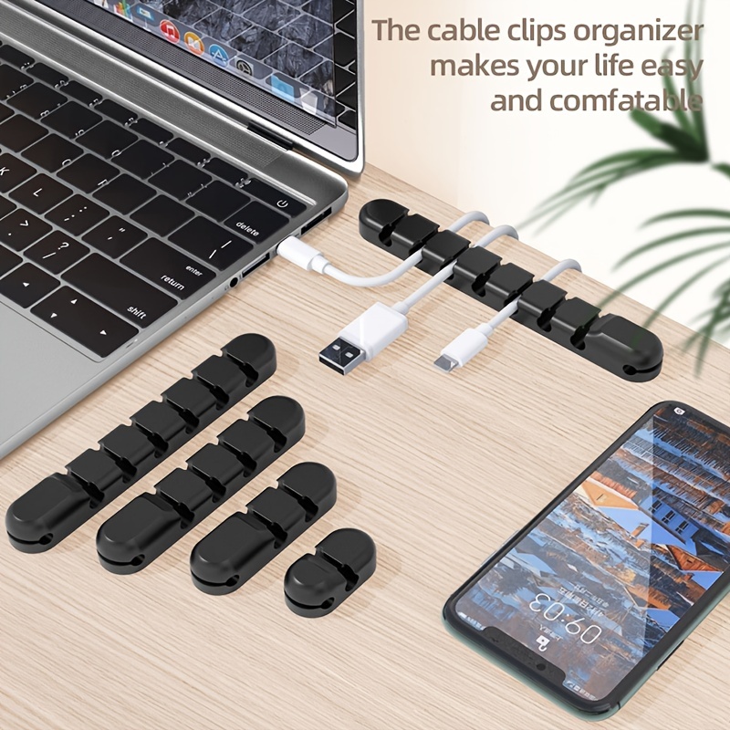 Organisateur de câble Siliconen USB câble enrouleur de bureau Clips de  gestion de
