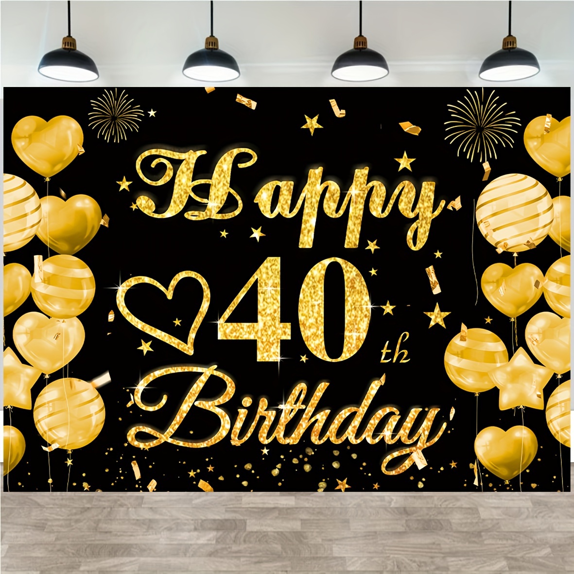 Decoración De 40 Cumpleaños Globos De Oro Negro40 Aniversari