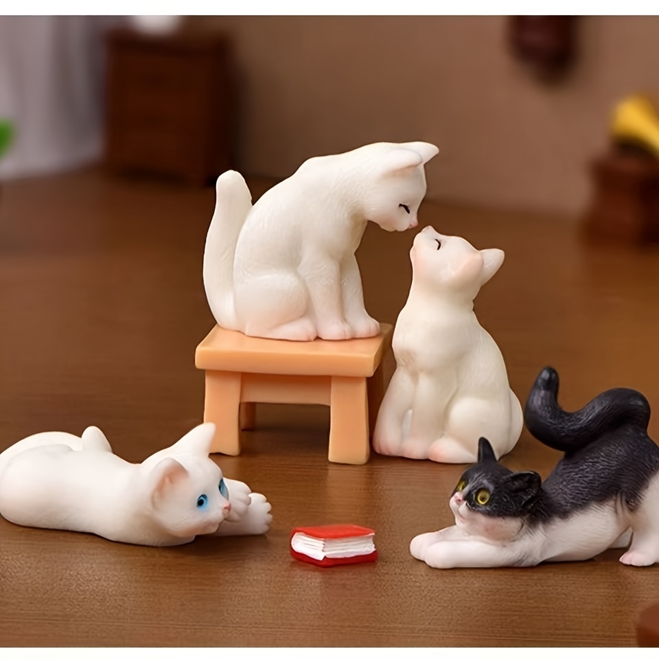 1pc Cartoon Cute Cat With Different Postures Micro Landscape