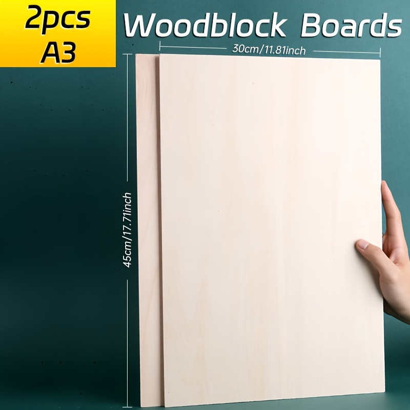 Image of Marie's 2pcs Boards - Diy Engraved Carving And Printing Materials, High-quality Printmaking Art Supplies Set - Wooden Plate, Permanent Prints Artists, Beginners, Professionals(a3/a4/a5)