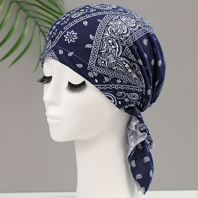 Unisex Women Men Bandana Hat Cotton Unisex Durag Print Cap Breathable Chemo  Turban Fashion Headwrap Headwear