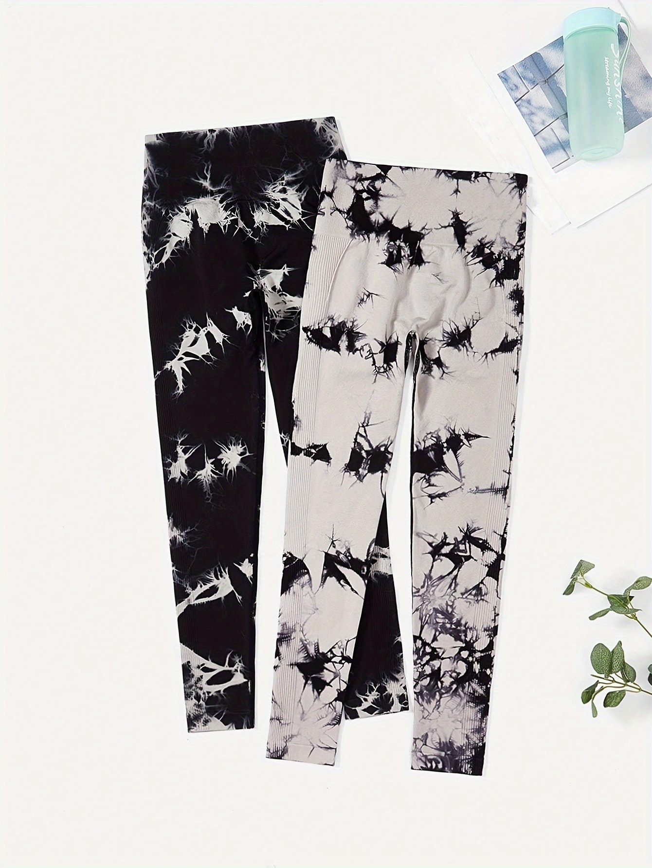 Tie Dye Kids Leggings Black & White